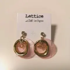ラティス【Lattice】韓国製 ピアス 金色+ピンク