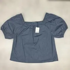 イーハイフン　半袖ブラウス F Light Indigo タグ付き