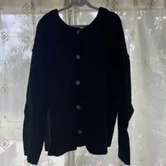 前後2WAY クルーネック ニット カーディガン ブラックのサムネイル