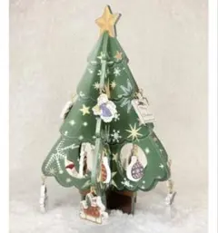 クリスマスツリー グリーン 卓上 オーナメント付き 約11cm×17cm