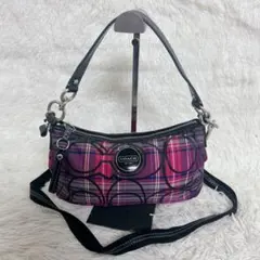 ⭐極美品⭐COACH ハーフムーン ピンクチェック 2way ショルダーバッグ 