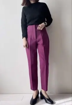ZARA ザラ　ハイウエストパンツ　パープル　ワイン
