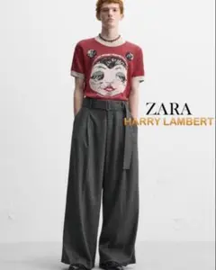 ZARA×ハリーランバート　グレーワイドスラックス　４２