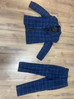 ネイビー チェック柄 スーツ120CM 男の子 キッズ 入学式 卒業式 卒園式