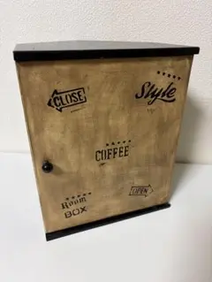 アンティーク調　木製ボックス　小物入れ　ガラス瓶