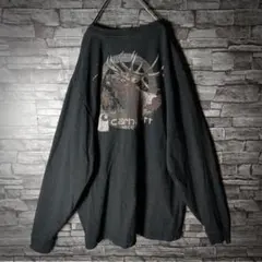 US輸入古着☆カーハートポケットロンT バックロゴ 鹿 ゆるダボ グアテマラ製