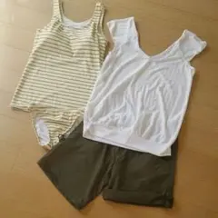 値下げセール！一回着用！ほぼ新品！水着４点セットMサイズ　タンクトップ短パン