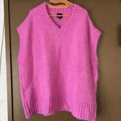 H&M リラックスフィット ニットベスト ピンク XL