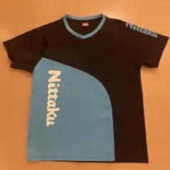 Nittaku VネックTシャツ Sサイズ 黒/水色