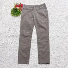 【イネド】 コーデュロイパンツ 美シルエット （S） ストレッチスリム グレーのサムネイル