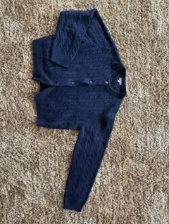 ネイビー ケーブルニット カーディガン