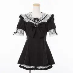 DearMyLove レース重ねセーラーリボンセットアップ ブラック