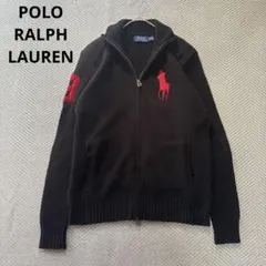美品　ポロラルフローレン　ドライバーズニット　ビッグポニー　ダブルジップ　L〜
