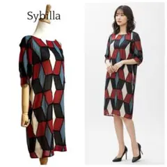 【Sybilla】 シルク パッチワーク ワンピース インナー付き