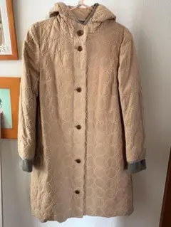 ミナペルホネン　ベージュ タンバリンダウンコートフード付き　36 ミナペルホネン ベージュ タンバリンダウンコートフード付き 36