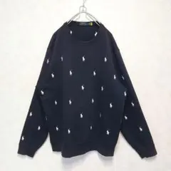 XLサイズ 現行 Polo Ralph Lauren 総ロゴ刺繍 スウェット