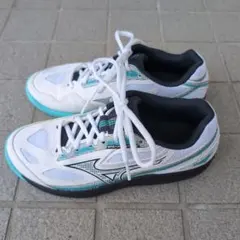 Mizuno テニスシューズ カーペット用 ホワイト/ブルー 23.5センチ 白
