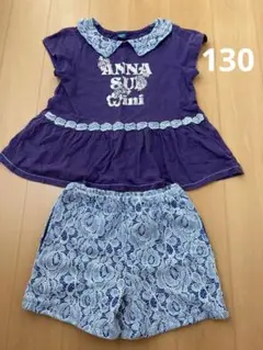 ANNA SUI mini 紫色 Tシャツとショートパンツセット 130