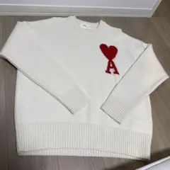 ami ハート刺繍 ホワイトニットセーター
