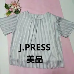 美品✨J.PRESS ジェイプレス　半袖ブラウス シャツ ストライプ M～L