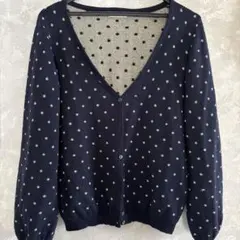 earth music&ecology ネイビー ドット柄 カーディガン M