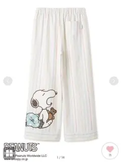 ジェラートピケ PEANUTS スヌーピー ストライプネルロングパンツ