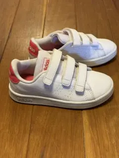 【17cm】adidas キッズ ベルト付きスニーカー ホワイト/ピンク