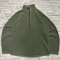 Columbia フリーススウェット ハーフジップ グリーン ワンポイント