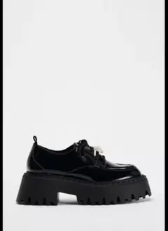 ZARA ビジュー付きレースアップシューズ　24.6
