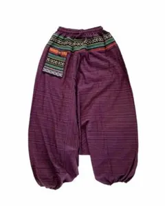 【新品】エスニック サルエルパンツ ポケット ストライプ織り ユニセックス