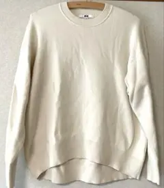 ユニクロ スムースコットンリラックスクルーネックセーター　オフW レディースM