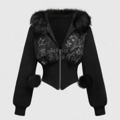 SHEIN Y2K フード付き パーカー 黒