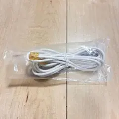 モジュラーケーブル　電話線　コネクタ（オレンジ色）付き　ケーブル（丸型・白色）