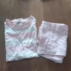 ピンクとホワイトのストライプパジャマセット Mサイズ