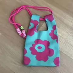ニットバッグ ニットトート 花柄 サブバッグ ミニトート カラフルトート