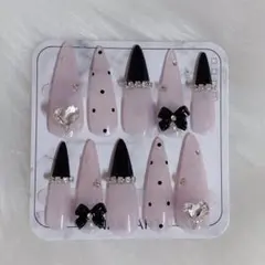 現品　ネイルチップ　ワンホン　フレンチガーリー　ピンク　ビジュー　 推し活