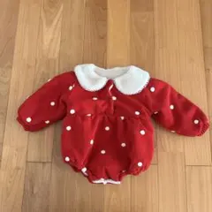 モコモコロンパース アウター ドット柄