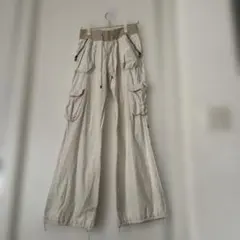 goa ゴア 綿麻 サスペンダー付き カーゴパンツ ワークパンツ ベージュ