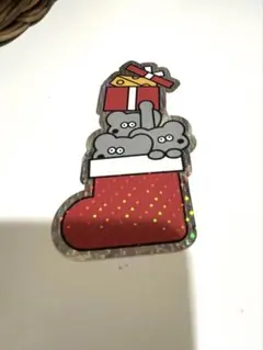 ✨ホログラム赤い靴下ステッカー