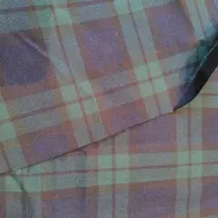 ネイビー✕グリーン　チェック　生地　はぎれ