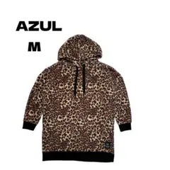 AZUL フリースパーカー ヒョウ柄 M 古着
