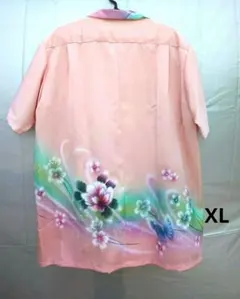 着物リメイクアロハシャツメンズXL正絹シルク100%和柄kimono