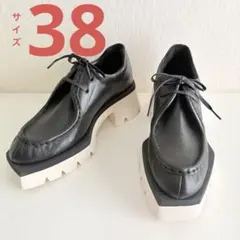 【新品未使用】MANA ボリュームソール・ワラビー サイズ38 ブラック 厚底のサムネイル