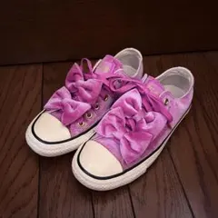 CONVERSE 【23.5㎝】ベロアリボン付きスニーカーコンバース ピンク