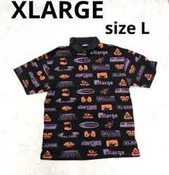 294○ XLARGE 総柄 ポロシャツ ブラック Lサイズのサムネイル