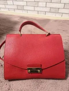FURLAメトロポリストップハンドルレザー レッドゴールド 2WAY ショルダー