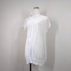 美品 ギャバジンKT　ニット　チュニック　変形 リネン　麻　白 アシンメトリーのサムネイル