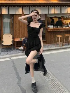 EFUROOM SHEIN シーイン キャミワンピース ブラック ノースリーブ