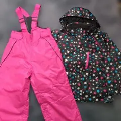 スキーウェア上下 セット/ブラック ピンク/星/130cm/女の子