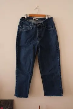 古着 デニムパンツ 切りっぱなし フリンジ インディゴ